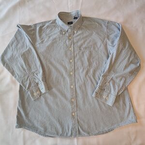 IZOD Gingham Men's Shirt; Blue & Green Stripes; Sz. 2XLT; 100% Cotton